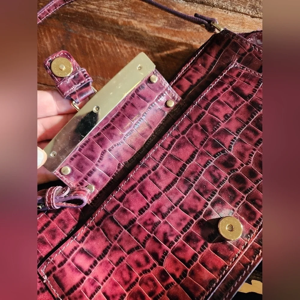 Charles David Purple Leather with Gold hardware Purse - Animal Embossed Print
